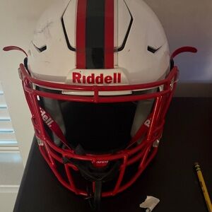 Riddell White and Red Football Helmet